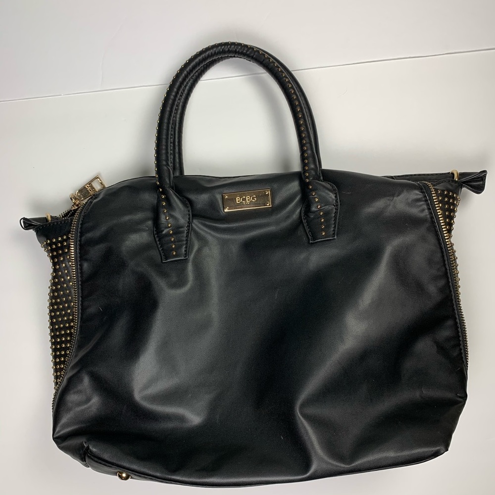BCBG Black Handbag Purse Studs on sides